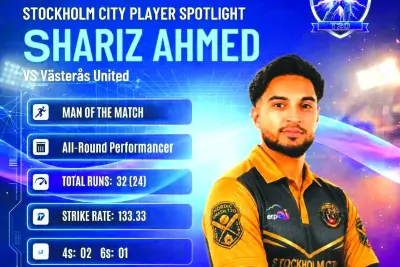 Shariz Ahmad Stars as Stockholm City Beat Vasteras United in T20 Thriller