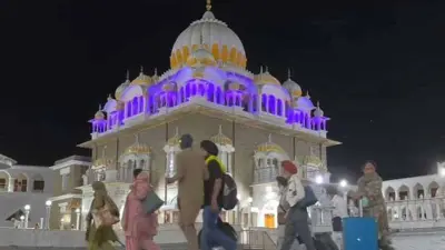 Sikh Pilgrims Perform Religious Rituals at Gurdwara Panja Sahib in Pakistan