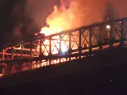 Fire Erupts on Brooklyn Bridge During Macy's July 4th Fireworks
